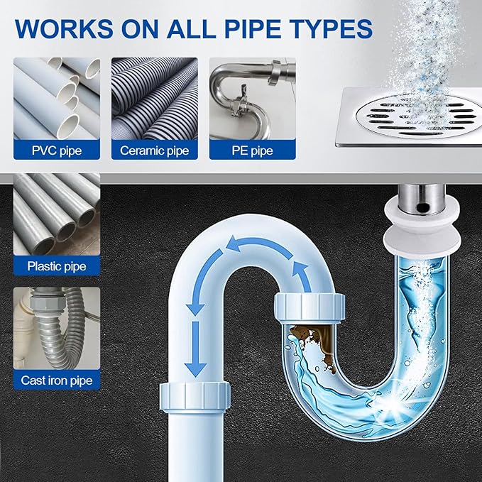 BELL BIRD Drain Opener,Powerful Unclogging,Crystal lye, Sodium hydroxide, Unclog drains, Bathroom sinks, Kitchen sinks, Shower pipes (2 PSC, Gram, 520)