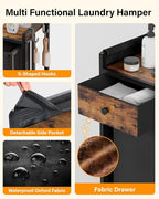 Laundry Sorter 4 Section: Laundry Hamper Basket with Shelf and Wheels - Rolling Laundry Basket Organizer with Fabric Drawers and Pull-Out Cart - Clothes Hamper for Laundry Room Bathroom Bedroom