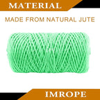3mm x 500 Feet Light Green Jute Rope, Twine for Gardening Tomato Climbing Plant Tie Floristry Crafts Gift Wrapping Packing Decor