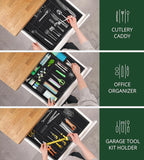 ROYAL CRAFT WOOD Luxury Bamboo Kitchen Drawer Organizer - Silverware Organizer - Utensil Holder and Cutlery Tray with Grooved Drawer Dividers for Flatware and Kitchen Utensils (9 Slot, Black)