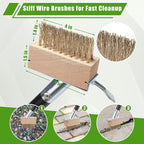 DEROFIT Crack Weeder Moss Remover Brush with 45 inch Handle,Manual Crevice Weeding Tool Stand Weed Puller Grout Brush for Deck,Patio,Sidewalk, Walkway,Driveway, Paving,Crevice Cleaning Tool
