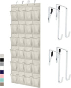 GORILLA GRIP Over the Door Shoe Organizer, 24 Large Breathable Mesh Pockets, Space Saving Hanging Storage Holder, Closet Rack Hanger Holds Up to 40 lbs, Hangs on Closets for Shoes, Accessories, Linen