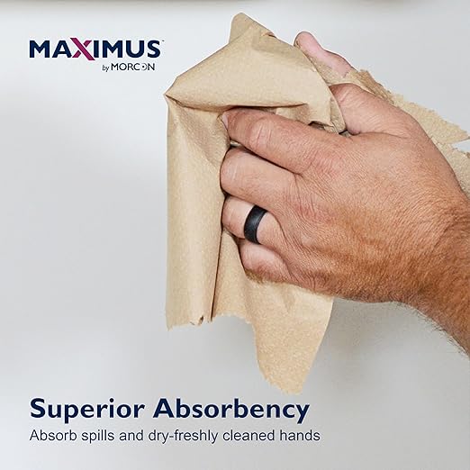 Maximus X1112 Heavyweight 10" Recycled Paper Towels with Superior Absorbency, Natural Commercial Paper Towels Rolls Suitable for Office, Restaurant, and Healthcare Facilities, 6 Rolls Per Case