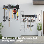Garage Tool Organizer Wall Mounted, 64 Inches Adjustable Garden Tool Organizer Rack, 20 Pcs Heavy Duty Yard Tool Organizer Hold Up to 900lbs