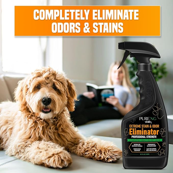 PNG Vitality Stain & Odor Eliminator – 16.9oz Pet Odor Neutralizer for Home, Carpets, Upholstery, Effective on Urine, Vomit, Feces Cat & Dog Urine Destroyer, Carpet Cleaner Spray for Lasting Freshness