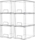 Vtopmart 6 Pack Large Stackable Storage Drawers,Easily Assemble Acrylic Bathroom Closet Undersink Organizers and Storage,Plastic Bins for Kitchen Cabinets,Pantry,Makeup,Medicine Organization