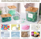 4 Pack Laundry Pods Container,Clear Dryer Sheet Holder & Laundry Room Organization and Storage with Lids, Scoops & Labels for Laundry Detergent, Powder, Dryer Balls, Beads (Mix Colors)
