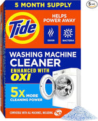 Washing Machine Cleaner by Tide, Washer Machine Cleaner with Oxi for Front and Top Loader Washer Machines, Deep Cleaning Residue & Odor Eliminator, 5 Month Supply (Packaging May Vary)