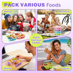 4 Pack Snack Containers Bento Box Adult Lunch Box,Meal Prep Container, Reusable Food Storage lunch Containers Stackable for Work, Travel and Gym (Grass Green, Pink, Green, Purple)