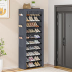 OYREL Shoes Rack 10 Tier Tall Shoe Rack with Storage Pockets, Fabric Covered Shoe Racks,Metal Shoes Rack Organizer for Closets,Bedroom, Garage
