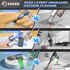 Saker Car Vacuum Cleaner 17000PA Foldable 3 in 1 Mini Handheld Vacuums Portable Cordless with Brushless Motor for Hair,Cars,Bedrooms,Offices Cleaning HL132 Silver