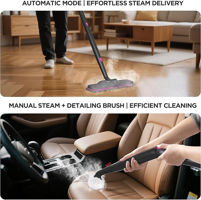 Steam Cleaner,Heavy-duty Steam Cleaners for Home,Detachable Handheld Steamer for Cleaning,248°F Steam Mop for Floors, Cars,Furniture,Tiles, Kitchen,Bathroom,Grout and More,21-Piece Kit Include