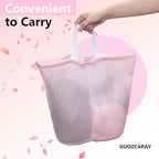 2 Pcs laundry bag with handles mesh laundry bags washing machine laundry totes travel storage and sorting bag for Clothes laundry bag for delicates(Pink2N)