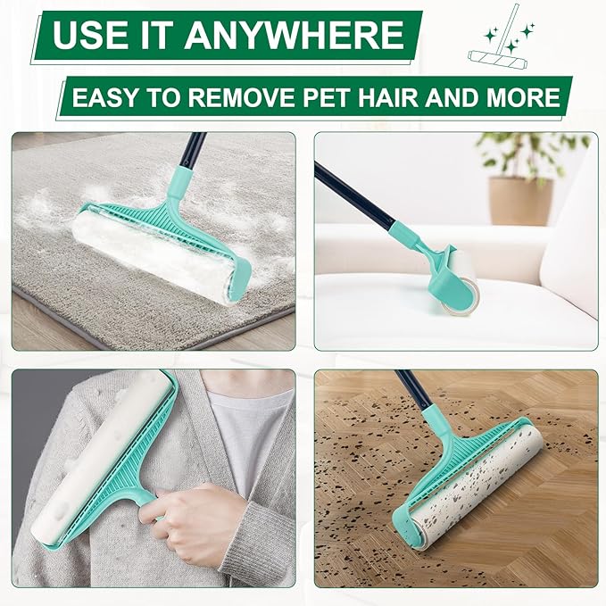 KeFanta Large Lint Rollers for Pet Hair Extra Sticky, 11.8" Wide Giant Lint Roller with 53" Long Handle, Big Pet Hair Sticky Remover for Floor Carpets Couch Clothes (270 Sheets)