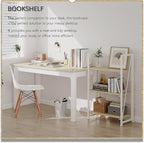 4NM No-Assembly Folding Bookshelf Storage Shelves 3 Tiers Vintage Bookcase Standing Racks Study Organizer Home Office (Natural White)