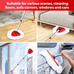Spin Mop Head, Base, Handle Replacement for O-Ceda EasyWring 1 Tank System,4 Microfiber Mop Refills, 1 Base and 30-58in Handl Set Combo (White 1 Tank System)