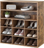Garden 4 you Shoe Rack Organizer, 5-Tier Wood Cubby Shoe Rack with 2 Storage Shelf and 9 Cubbies, Shoe Organizer Cabinet for Entryway, Hallway, Closet and Garage,Brown