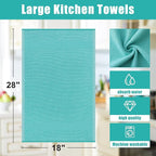 Homaxy Premium Kitchen Towels(18”x 28”, 12 Pack), Large Cotton Kitchen Hand Towels, Flat and Terry Dish Towels, 380 GSM Highly Absorbent Tea Towel Set with Hanging Loop, Teal