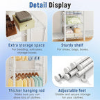 Raybee 88.2" W Clothes Rack Heavy Duty Clothing Racks for Hanging Clothes Extra Wide Portable Closet Loads 1200LBS Freestanding Garment Rack for Bedroom 88.2" W x 75.6" H x 15.7" D, White