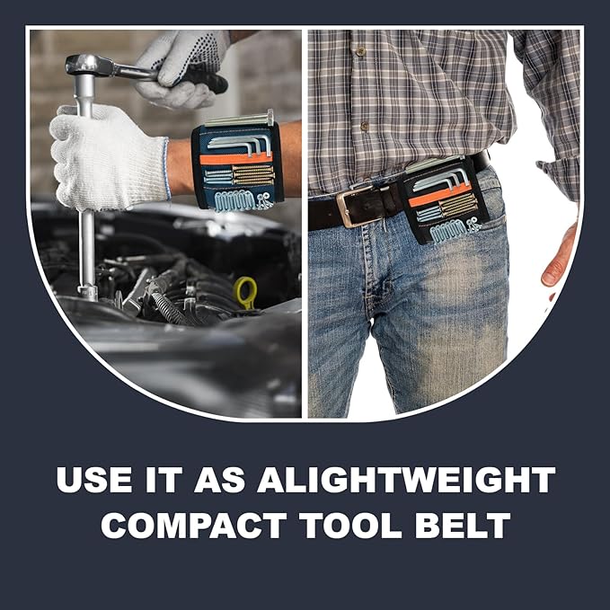 2 Pack Magnetic Wristband for Tools – Lightweight Tool Belt & Portable Magnet Wristband for Holding Screws, Nails, Drilling Bits – Best Tool Gifts for Dad, Husband, Grandpa, & Handyman