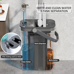 Mop and Bucket Set, 3-Tank Flat Mop and Bucket System for Separate Dirty & Clean Water, 65" Mops for Floor Cleaning with 8 Washable Pads, Safe for Hardwood, Vinyl, Tile, Baseboards, Walls