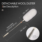 Extendable Lambswool Duster 29-110 Inch,Anti-Static Flexible Head, Stainless Steel Pole for Cleaning High Ceiling,Fan,Furniture,Roof Dusting