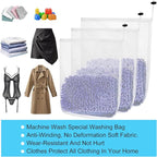 Thinp 3 Pcs Mesh Laundry Bags, Mesh Wash Bags Heavy Duty Washing Bag with Drawstring Machine Washable Garment Bag for Dormitory College Apartment Travelling Camping (White)