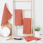 Homaxy 100% Cotton Waffle Weave Kitchen Dish Towels, Ultra Soft Absorbent Quick Drying Cleaning Towel, 13 x 28 Inches, 6-Pack, Coral