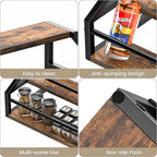 Coffee Syrup Rack Organizer, Spice Racks, Syrup Bottle Holder Stand for Coffee Bar, 3-Tier 12 Bottles Storage Shelves for Syrup, Wine, Dressing for Kitchen Countertop, Rustic Brown