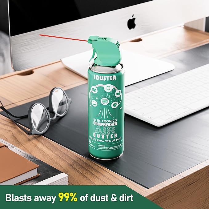 iDuster Canned Air Duster for Computer - Disposable Keyboard Cleaner Cleaning Duster for Electronics, 2PCS(10oz)