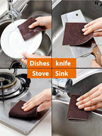Carborundum Sponge Nano Emery Sponge Brush Eraser Scrub Kitchen Cleaning for Removing Rust Pots，Household Cleaning Tool (Dark brown-10pcs)