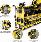 KSVO Power Tool Organizer Wall Mount with Drill Rack, Grinder Holder, Hammer & Pliers Rack, Locking Drawers, 6-Outlet Charging Shelf – Heavy Duty Metal Tool Storage for Garage, Workshop (Yellow)