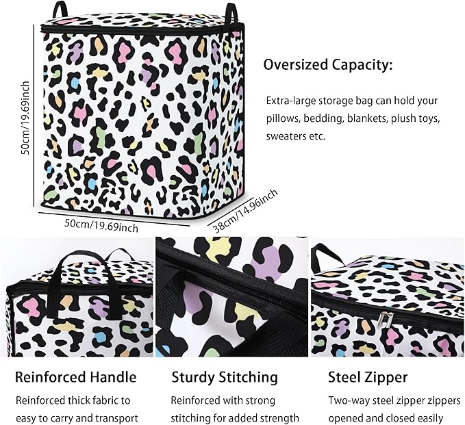 Large Comforter Storage Bag with Zipper,Closet Organizer for Clothes/Blankets/Quilts/Pillows,Fabric Moving Bags with Portable Handles 95L(2-Pack)