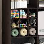 Furinno Cubicle 9-Compartment Bottle Storage Cube Organizer Insert (Does not fit IKEA Kallax Shelving), Black Dark Oak