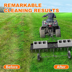 48" Tow Behind Lawn Dethatcher, Pull Behind Rake with 24 Rust-Proof Tines and Heavy Tires, Lawn Tractor Rake with Lift Handle, Black Tow Behind Rakes to Remove Thatch, Leaves from Large Lawn Area