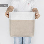 Collapsible Fabric Storage Cubes 11x11 Cube Storage Bins, 4 Pack Closet Baskets Box with Handles for Organizing, Shelf, Toys, Clothes, Home, Office, Nursery (Beige&White)