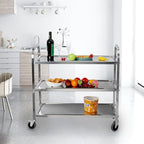 uyoyous 3 Tier Large Heavy Duty Stainless Steel Utility Cart 37"x20"x37" Industrial Serving cart with 360°Rotation Wheels Kitchen Island Stainless Steel Storage Trolley for Hotel Restaurant Home Use