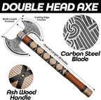 SHINY CRAFTS ® Hand-Forged Viking Axe | Bearded Hatchet | Medieval Battle Tool for Camping & Survival | Unique Gift for Men, Groomsmen & Christmas (Brown-SCA-13)