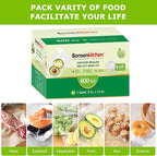Bonsenkitchen Vacuum Sealer Bags,400 Quart 8" x 12" Precut Food Sealer Bags, Commercial Grade, BPA Free, Heavy Duty, Customized Size Vacuum Bags for Vac Storage, Meal Prep or Sous Vide Cooking, VB14