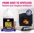 Quick N Brite Fireplace Gel Cleaner with Scrub Brush for Brick, Stone, Rock, Tile, and Marble, Nonabrasive Fireplace Cleaner, Made in the USA, 64oz