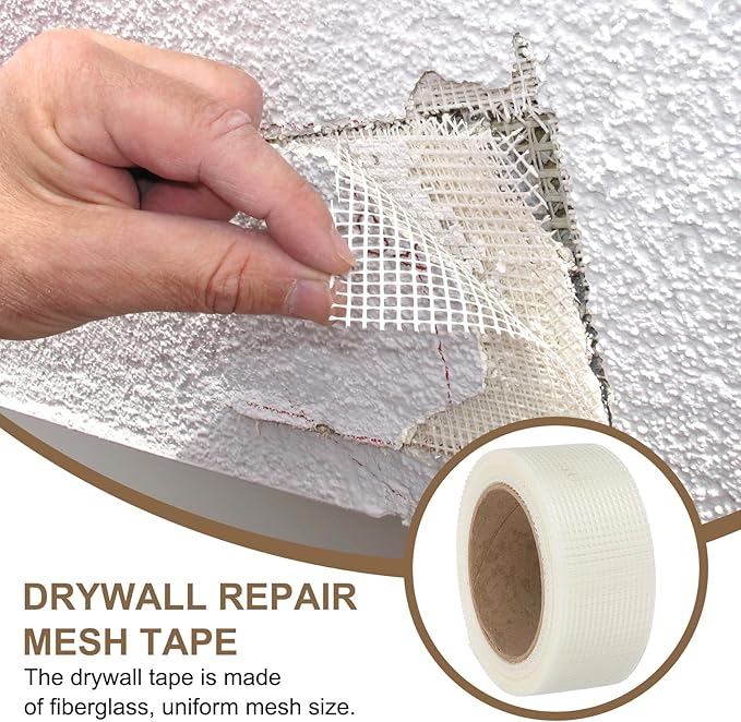 PATIKIL Drywall Repair Mesh Tape, 2 inch x 82 ft Fiberglass Repair Patch Self-Adhesive Dry Wall Joint Tape 9 Mesh Wall Hole Crack and Seam Patch, White