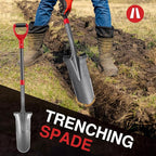 Drain Spade with Fiberglass Handle Root Saw Spades Garden Shovel for Digging,Trenching,44 inches