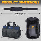 TICONN Heavy Duty Tool Bag with Multi-Pockets, Portable Tool Box Organizer Storage Bag, with Adjustable Shoulder Strap and Ergonomic Handle (Blue, 14" Molded Base)