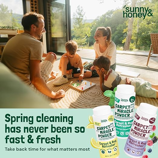 Sunny & Honey Carpet Deodorizer Powder - 20 Oz, Spring Mint - Odor Eliminator & Rug Freshener Powder for Pets & Kids