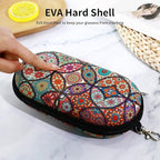 Double Eyeglasses Case, Hard Shell Dual Sunglasses Organizer with Zipper Clip Travel Glasses Storage for Women Men