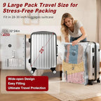 Rechargeable Wireless Pump Travel Storage Bags Set for Travel & Home, 9 Pack (9L) Portable Space Saver Bags for Clothing Suitcase Backpack, Vacuum Compression Packing Seal for Clothes, Home Storage