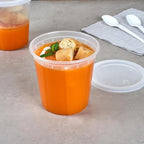Restaurantware Plastic Food Container 100 Pack of 32 oz Clear Microwave-Safe Storage Container With Lid Leakproof Round Shape Disposable Freezer-Safe
