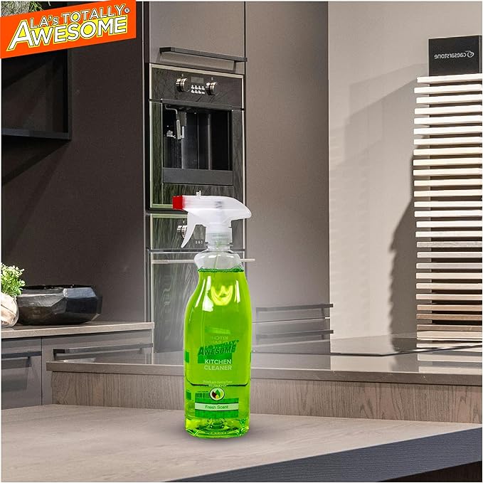 La's Totally Awesome Daily Kitchen Cleaner Spray, For Sink, Cooktop, Oven and more, Plant-Derived Formula, 32 Fl Oz (Pack of 4)