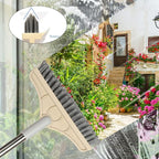 2 in 1 Floor Brush Scrubber with Long Handle Grout Brush 3 Poles 53.5'' New Upgrade Stiff Bristle Cleaning Scrub Brush with Squeegee 120°Rotating Tile Brush for Cleaning Bathroom Glass Patio Kitchen