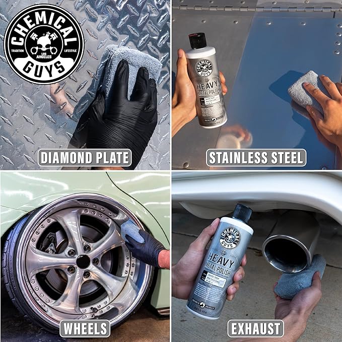 Chemical Guys Heavy Metal Polish Restorer and Protectant - Cleans, Restores, and Protects Chrome, Aluminum, Stainless Steel, and More, Safe for Cars, Trucks, Motorcycles, RVs, and Boats - 16 oz